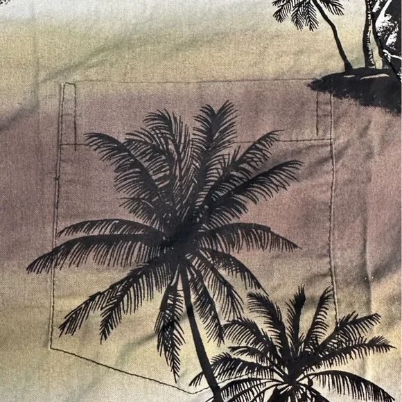 Vintage RJC Hawaiian Shirt Mens L Tropical Beach Scene Short Sleeve Sail Floral - Picture 7 of 12